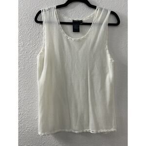 Lana Lee Womens Size M Pullover Knit Sleeveless Sweater‎ White Coquette Dainty